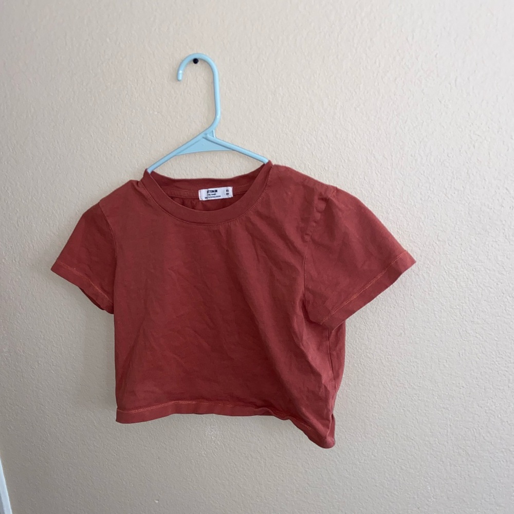 Super cute Cotton On red y2k semi crop top baby tee 
 short sleeve retro shirt
